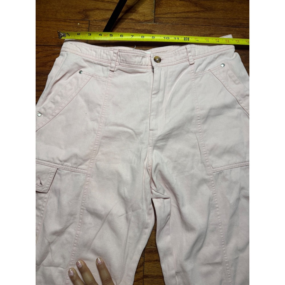 Anthropologie Light Pink Wide‎ Leg  Pants Utility Cotton Twill Trousers - Picture 2 of 6